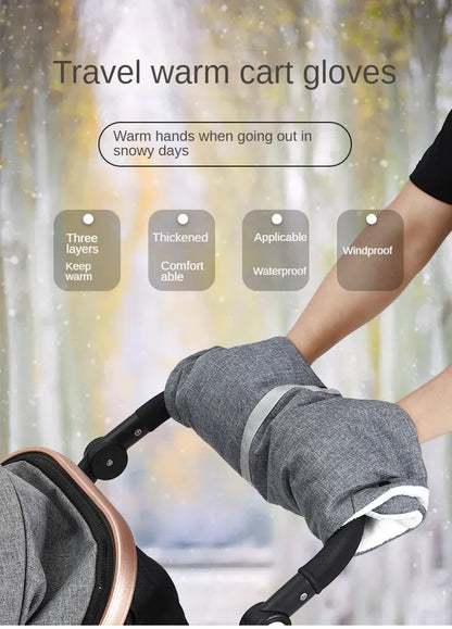 Baby Stroller Gloves Waterproof Warm Winter Antifreeze Mittens With Tissue Phone Bag Transparent Can Be Touch Screen