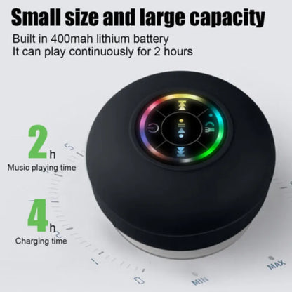 Portable Wireless Bluetooth Speaker Waterproof Suction For Shower Bathroom Black