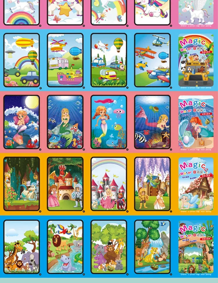 Magic Water Drawing Book for Kids Montessori Children's Reusable Coloring Book Sensory Early Educational Learning Painting Toys