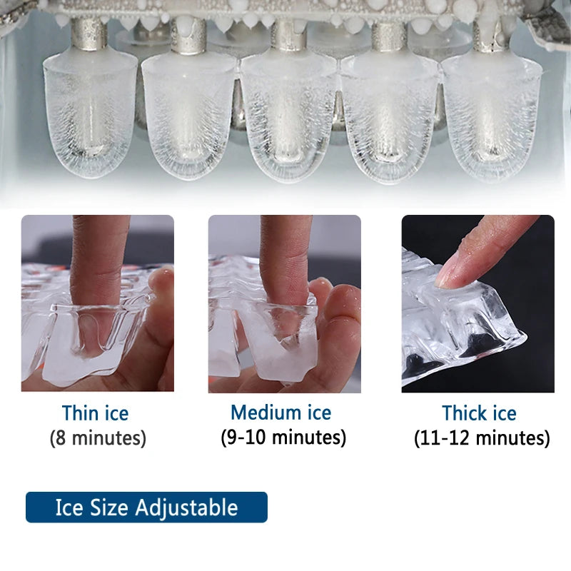 Commercial Ice Machine 25KG Desktop Multifunctional Bucket of Water Automatic Ice Machine Bullet-shaped Round Ice Home Appliance