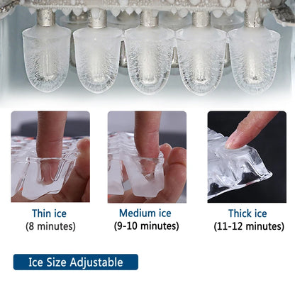 Commercial Ice Machine 25KG Desktop Multifunctional Bucket of Water Automatic Ice Machine Bullet-shaped Round Ice Home Appliance