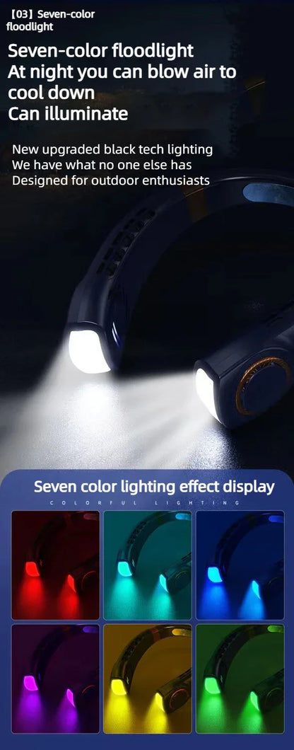 JKUOO Portable Neck Fan,Hands Free Bladeless Fan with LED 4 Cooling Plate,Personal Fan 4000mAh Battery USB Rechargeable