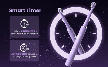 Sejoy Electric Toothbrush with 6 Heads 3 Cleaning Modes for Dental Care Smart Timer Rechargeable Sonic Toothbrush