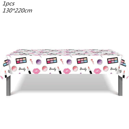 Cosmetics Makeup SPA Theme Party Decoration Tableware Set Paper Cup Plate Napkins Tablecloth Wedding Event Girls Birthday Favor