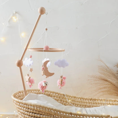 Baby Crib Bed Bell Rattle Toy 0-12 Months Wooden Mobile Cartoon Bee Bed Bell Hanging Toy Holder Bracket Infant Crib Bracket Gift