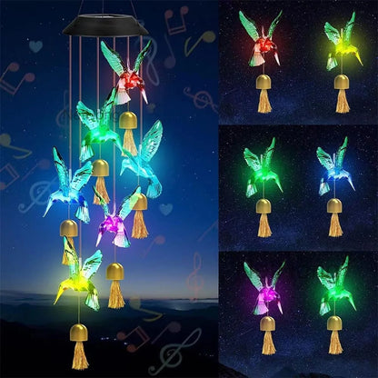 Outdoor Wind Chime Solar Power LED Decorative Light Hanging Colour Changing Lamp