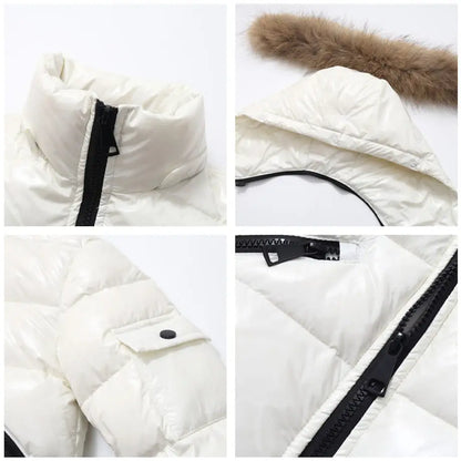 AS Winter kids Down Jackets bomber design coats with nature fur