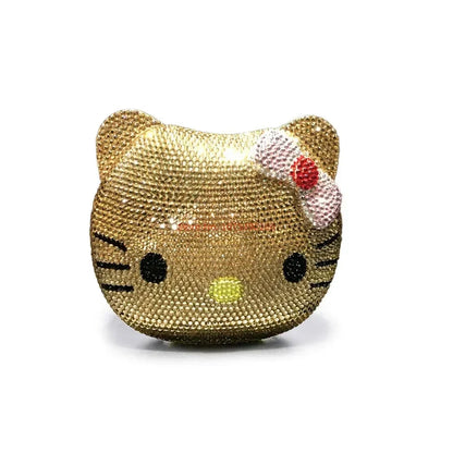 Hello Kitty Anime Cartoon Shape Rhinestone Cartoon Full Of Diamonds Dinner Bag Handmade Diamond-set Lady's Clutch Christmas Gift
