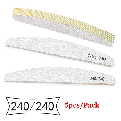 5/25Pcs/Lot Nail File Mix Color 80/100/150/180/240 Grit Professional Sandpaper Cuticle Remover Buffer Files Manicure Tool Set