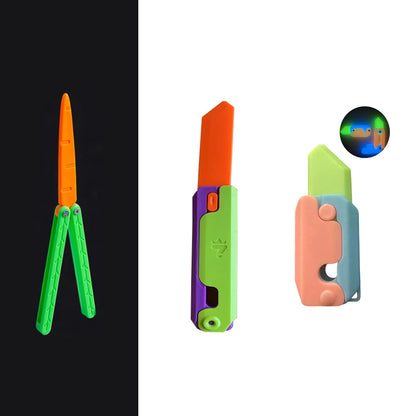 Gravity Folding Claw Knife Radish Knife 3d Printing Gravity Knife Small Radish Knife Push Card Decompression Fidget  Mini Toy