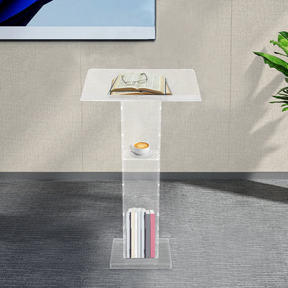 Acrylic Podium Floor Standing Clear Lecterns W/ Storage Shelf School Stand Desk Church Pulpit Office Lecture Table 43in H