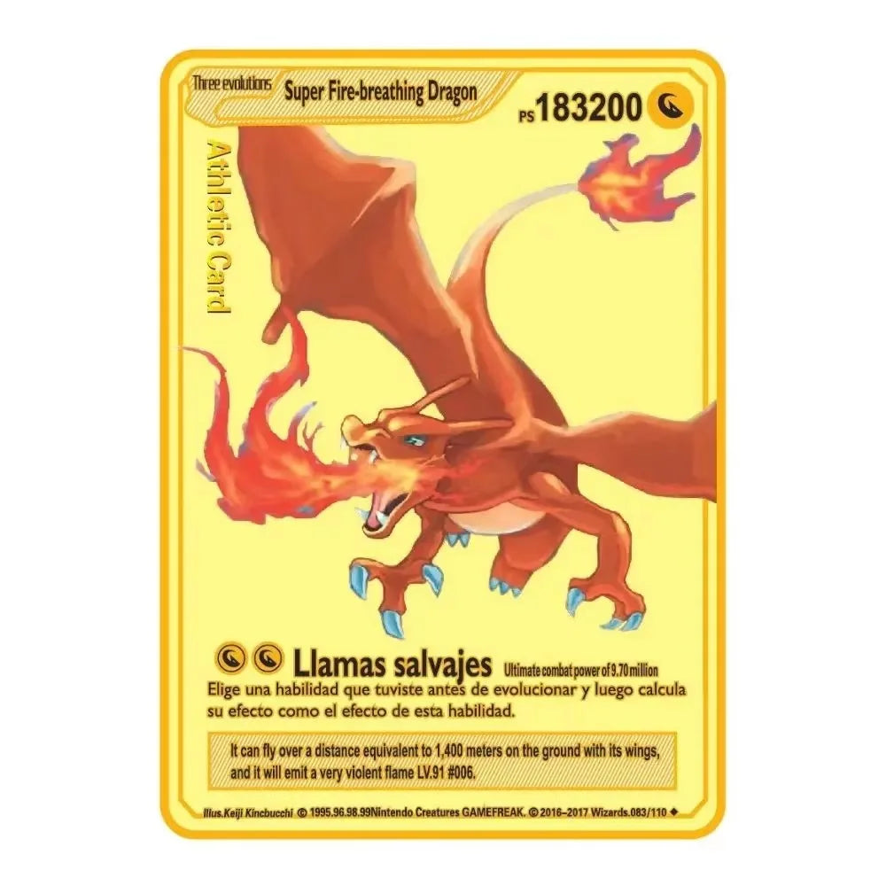Pokémon 32er-Karten Goldmetall-Pokémon-Karten Englisch Harte Eisenkarten Mewtu Pikachu Gx Glurak Vmax Paket Spielkollektion