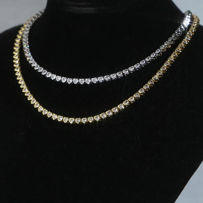 Green White CZ Bezel Heart Shaped Tennis Chain Choker Necklace For Women Geometric Classic Luxury Jewelry