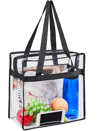 2Pcs Transparent Totes Large Capacity Clear Tote Bags with Zipper Flexible Multipurpose PVC for Swim Storage Shopping Waterproof