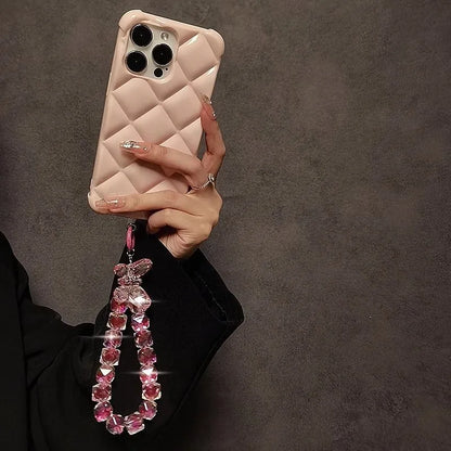 DIY Bracelet Crystal Shinning Acrylic Butterfly Girl Phone Charms Wrist Hanging Strap Mobile Phone Lanyard Phone Bag Key Chain