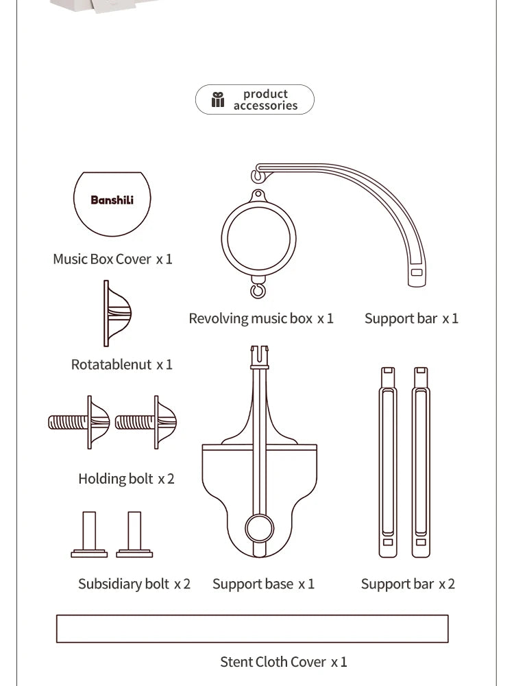 Banshili Music Bed Bell Baby Mobile Cute Cartoon Soothing Boys and Girls Toys Baby Mobile for Crib Baby