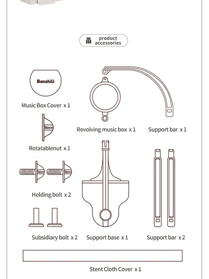Banshili Music Bed Bell Baby Mobile Cute Cartoon Soothing Boys and Girls Toys Baby Mobile for Crib Baby