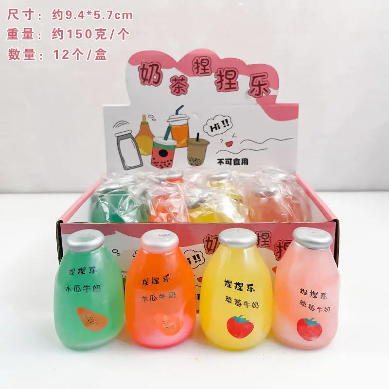 Summer Kawaii Squishy Big Milk Tea Cup Anti-Pressure Pinching Squeeze Kids Toy Fruit Cup Sensory Stress Relief Water Polo Gift