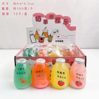 Summer Kawaii Squishy Big Milk Tea Cup Anti-Pressure Pinching Squeeze Kids Toy Fruit Cup Sensory Stress Relief Water Polo Gift