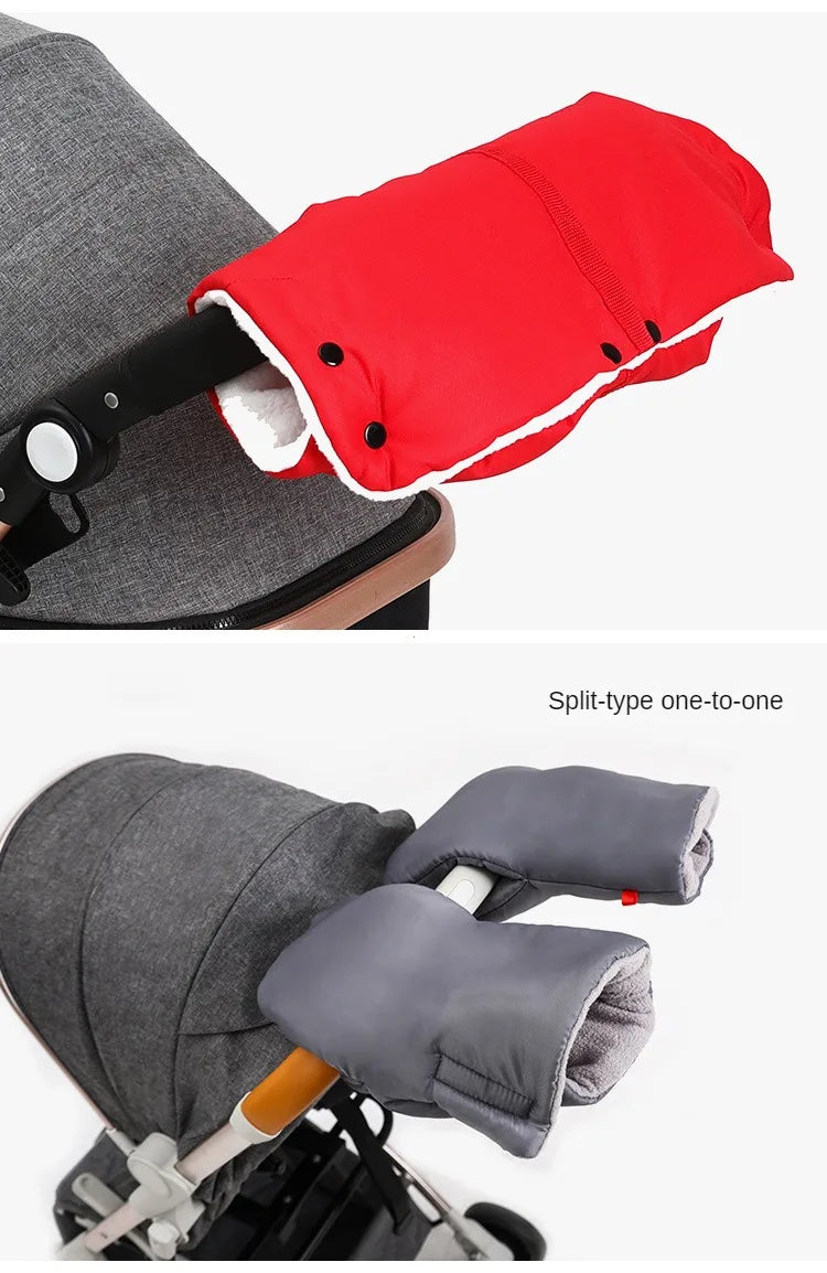 Baby Stroller Gloves Waterproof Warm Winter Antifreeze Mittens With Tissue Phone Bag Transparent Can Be Touch Screen