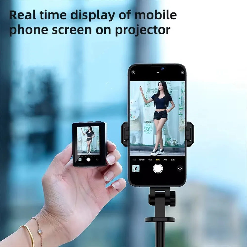 Wireless Selfie Stick Tripod Stand with Remote and Small Screen Casting Selfie Monitor for Smartphone Selfie Live Streaming