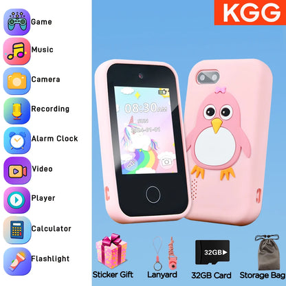 32GB Kids Smart Phone 2.8'' IPS Mini Toy Phone Music Player  28 Games Alarm Clock Flashlight Dual Camera Educational Funny Toys