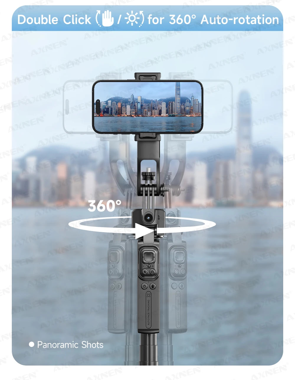 1630mm/64in C17 Tripod Selfie Stick 360° Auto Rotation Shooting Quadruped Phone Stand Face Track Bluetooth Remote Control Tripie