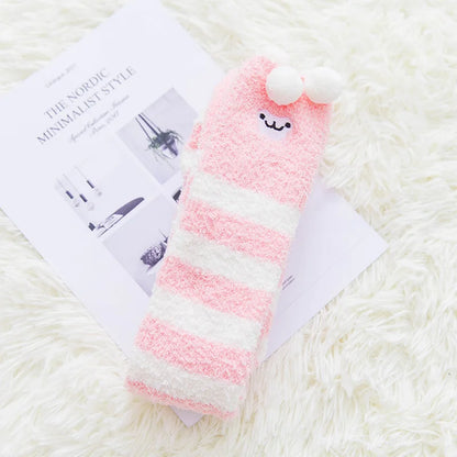 Japanische Mori-Mädchen-Tier-Kniestrümpfe, gestreift, niedlich, Kompression, Herbst/Winter, warm, kuschelig, lange Oberschenkelstrümpfe