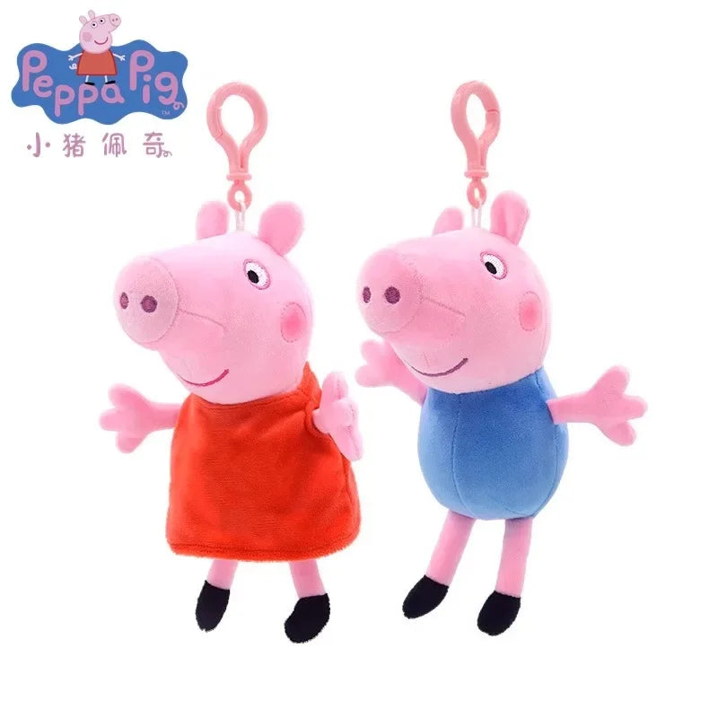19CM Genuine Peppa Pig George Emily Candy Dennie Pedro Stuffed Plush Toys Keyring Animal Doll Pendant Children's Birthday Gifts