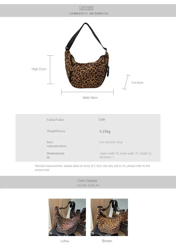 Leopard Print Crossbody Bags for Women Corduroy Casual Shoulder Tote Bags Ladies Sac A Main Femme Designer Luxury Handbags 2024