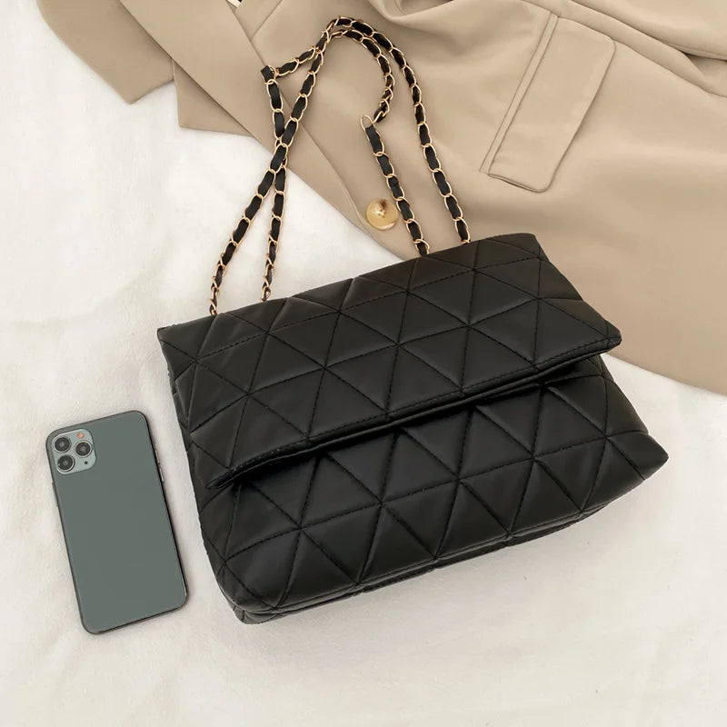 Embroidery Plaid Flap Shoulder Bag, Casual Chain Strap Crossbody Bags For Women Commuting & Daily Used