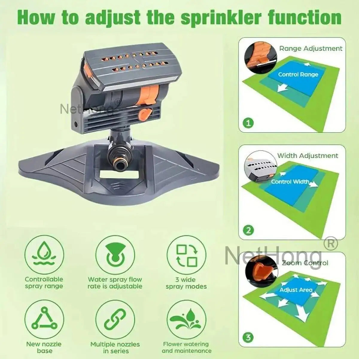 Compact Oscillating Garden/Lawn Sprinkler Automatic Watering UK~