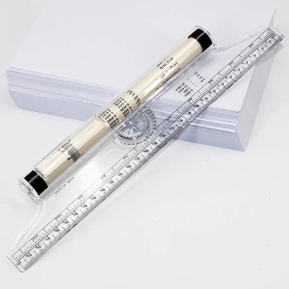 Angles Line Ruler 15cm 30cm Multi-Function Drawing Tool Roll Draw Ruler Metric Rolling Ruler Clear Parallel Rolling Ruler