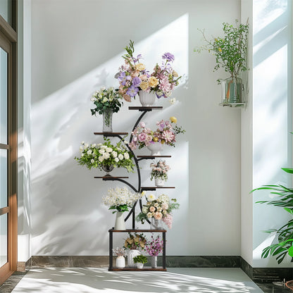 7 Tier Tree Shaped Plant Stand for Patio Living Room Metal Plant Flower Pot Display Holder Multiple Shelves