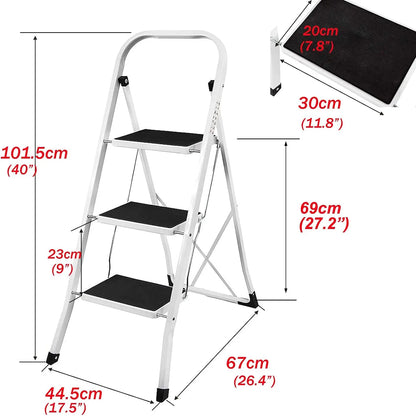 DayPlus Safety Folding Step Stool 2-4 Step Ladder Portable Foldable Stepladder Anti Slip Feet  for Indoor Outdoor Home Office