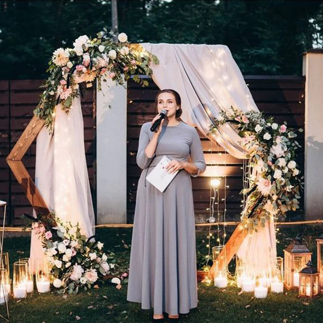 Heavy Duty Wedding Party Arch Door Background Wooden Hexagon Flower Arbor Stand Ceremony Archway Decor