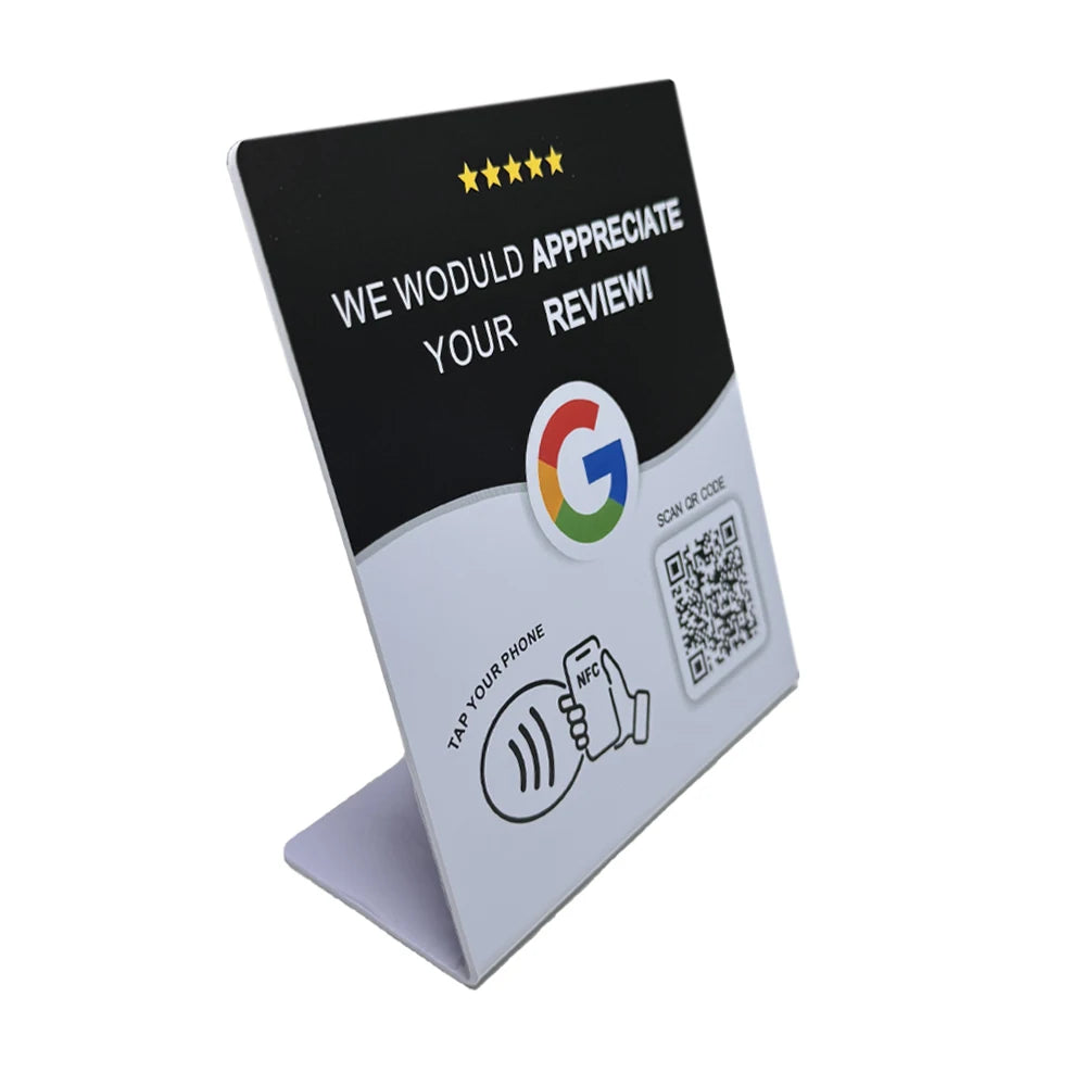 Hilo Programmable NFC215 Google Review Card NFC Station Table 13.56Mhz QR code can be independently set to link Standing Card