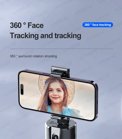 P02 360 Rotation Gimbal Stabilizer, Follow-up Selfie Desktop Face Tracking Gimbal for Tiktok Smartphone Live,with Remote Shutter