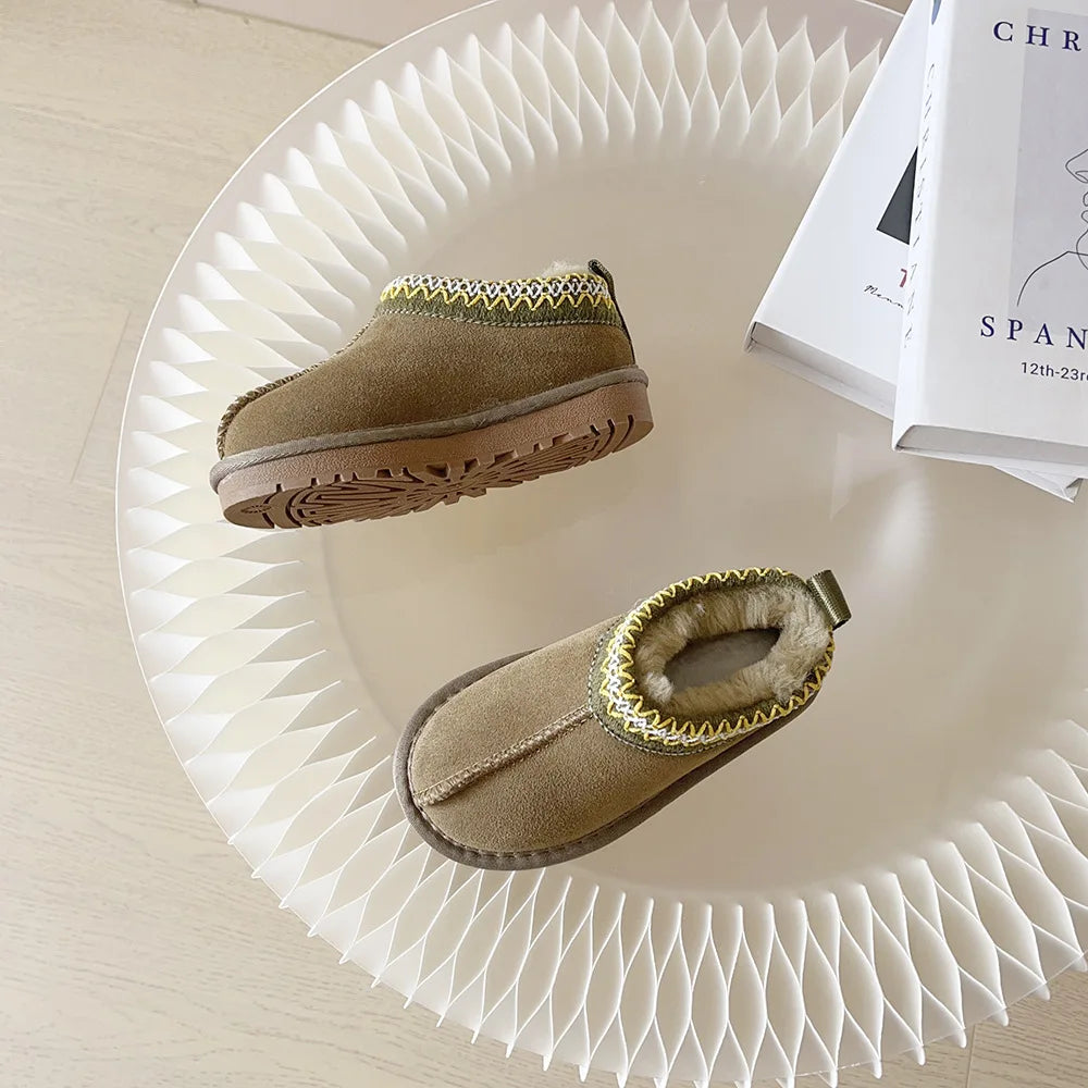 Kids Winter Slippers - Luxury Fur Lined Non-Slip Indoor Boots for Boys & Girls