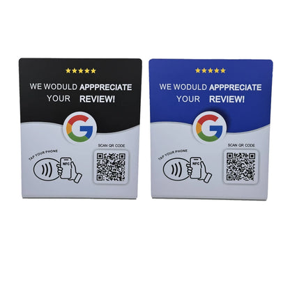 Hilo Programmable NFC215 Google Review Card NFC Station Table 13.56Mhz QR code can be independently set to link Standing Card