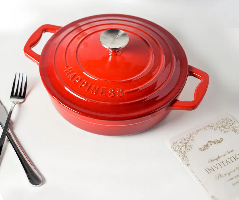 23cm Enameled Cast Iron Dutch Oven 2 Quart Heavy Soup Pot Casserole Dish For Bread Baking And Stew Kitchen Nonstick Braised Pot