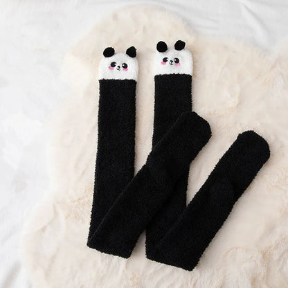 Japanische Mori-Mädchen-Tier-Kniestrümpfe, gestreift, niedlich, Kompression, Herbst/Winter, warm, kuschelig, lange Oberschenkelstrümpfe