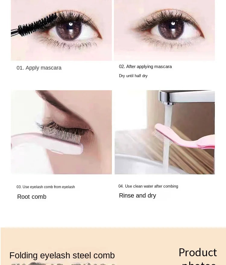 Foldable Ultra-fine Stainless Steel Eyelash Brush Lash Separator Eyebrow Eyelashes Extension Comb Eyelash Curler Makeup Tools