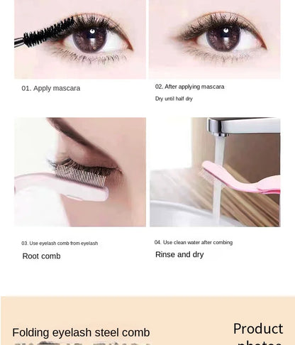 Foldable Ultra-fine Stainless Steel Eyelash Brush Lash Separator Eyebrow Eyelashes Extension Comb Eyelash Curler Makeup Tools