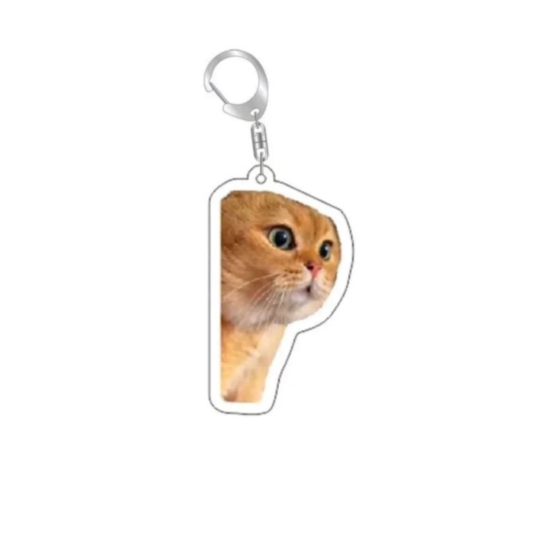 Huh Cat Keychain Meme Keychain  Fanny Cat Keyring Talking Cats Confused Cat Pandant Cute Gift
