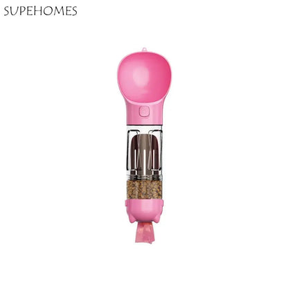 300/500ml Pet Water Food Dispenser 3 in 1 Leak Proof Pet Dog Water Bottle with Trash Bag Box and Shovel Dog Food Feeder Cat