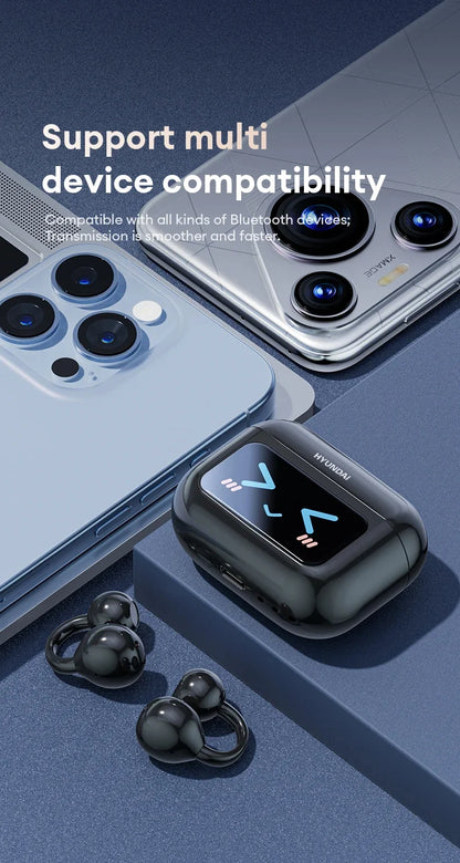 Choice HYUNDAI M100 Open Ear Gaming Earphones Sport Wireless Earbuds TWS Headset Hifi Sound Headphones With Mic For Android IOS