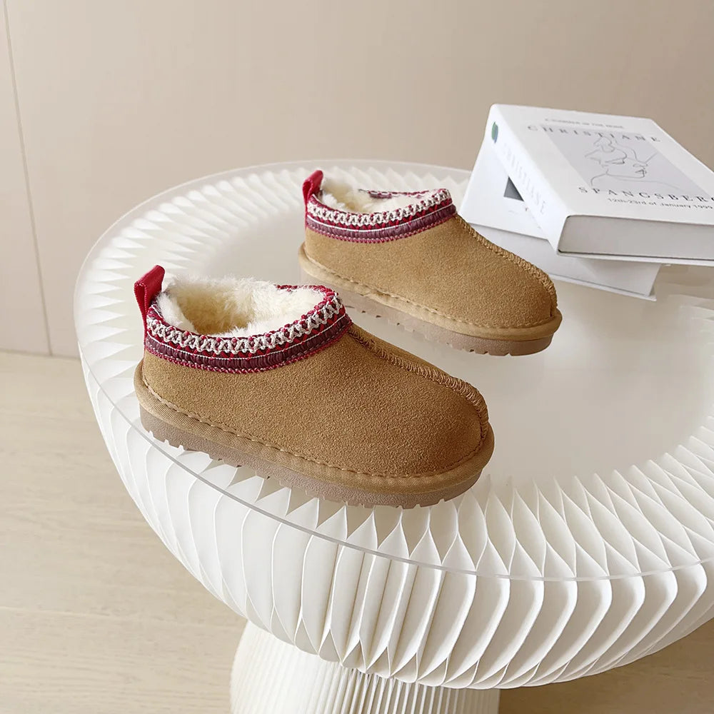 Kids Winter Slippers - Luxury Fur Lined Non-Slip Indoor Boots for Boys & Girls