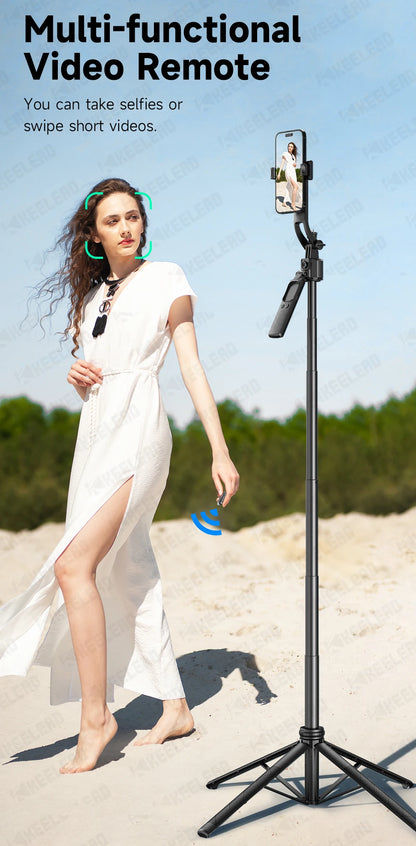 Tripod for Mobile Phone 360°Auto-Rotation Shooting C17 Quadrapod Selfie Stick Phone Stand AI Face Following, with Remote Control