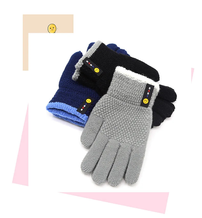 Kids Winter Gloves - Warm Knitted Mittens for Boys & Girls Ages 6-10 | Premium Cotton Stretch Gloves